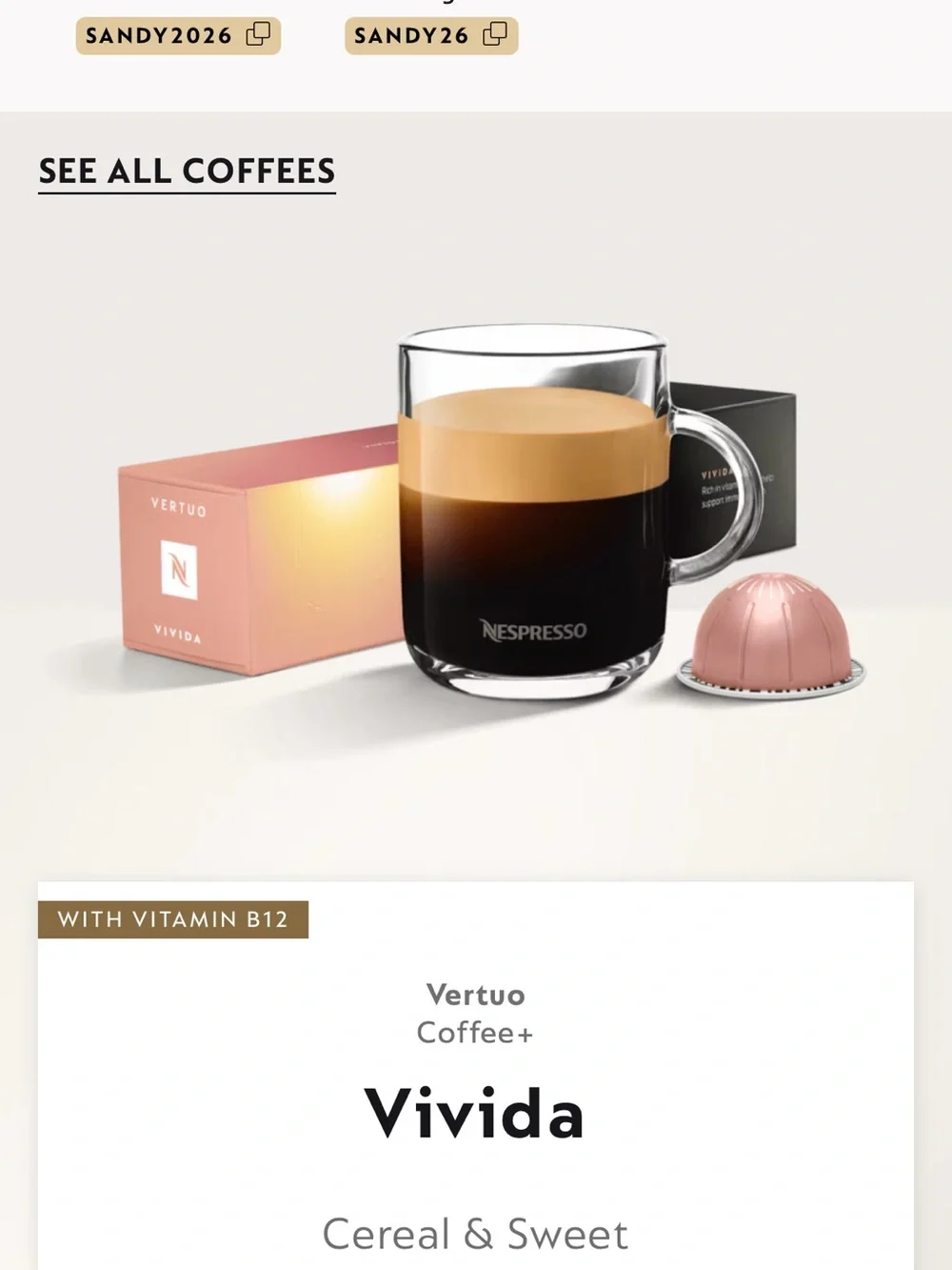 80 Nespresso Vivida Coffee Capsules